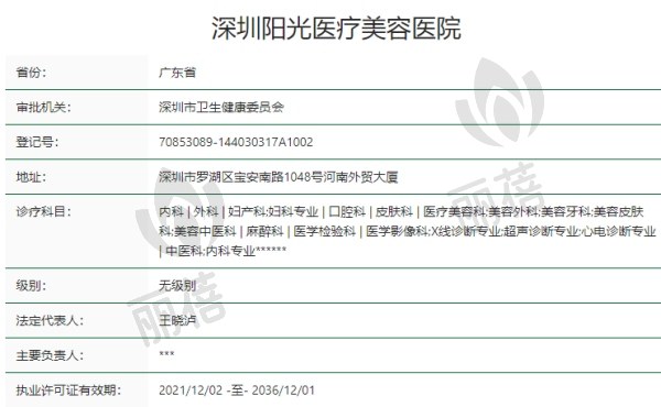 深圳阳光医疗美容医院资质