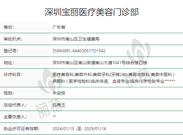 深圳宝丽医疗美容门诊部正规吗？